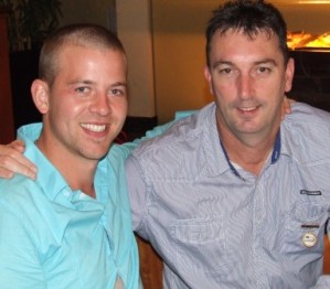 *Two rascals at presentation night: Birthday boy Matt "Hollywood" Thomas (left) and Life Member Jim McKenzie.